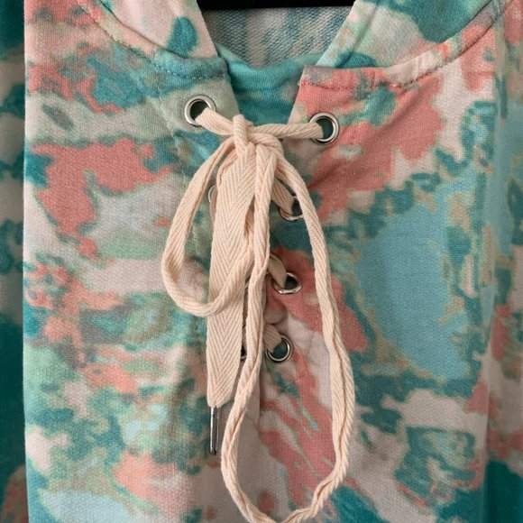 Alyson Parker women hoodie multicolor Pink Sz XL Face mask - Picture 4 of 6